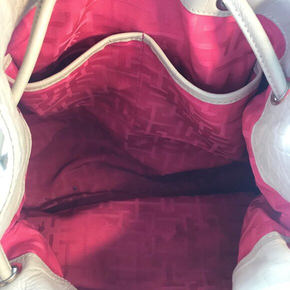 Elaine Turner Cream Embossed Leather Drawstring & Shoulder Bag - Picture 11 of 12